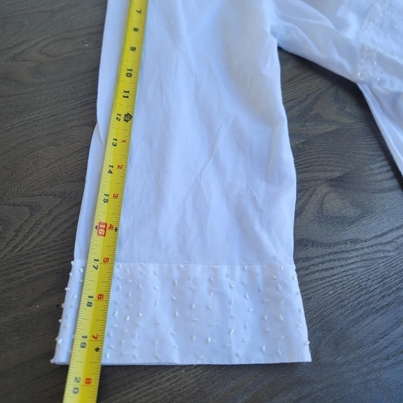SWIM SYSTEMS 3/4 Sleeve Cover Up DRESS V-Neck Tie White Cotton Beaded Size L - Picture 13 of 13
